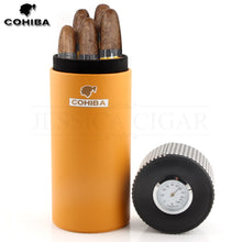 Load image into Gallery viewer, COHIBA Leather Travel Humidor Cigar Box Cedar Wood Portable Cigar Case Jar W/Humidifier Hygrometer Humidor Box Fit 5 Cuba Cigars