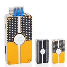 Load image into Gallery viewer, COHIBA Metal Cigar Lighter Windproof 3 Blue Jet Flame Cigarette Torch Lighters Butane Gas Lighter Refillable