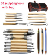 Load image into Gallery viewer, 27 / 30 pieces DIY Art Clay Pottery Tool set Crafts Clay Sculpting Tool kit Pottery &amp; Ceramics Wooden Handle Modeling Clay Tools