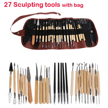 Load image into Gallery viewer, 27 / 30 pieces DIY Art Clay Pottery Tool set Crafts Clay Sculpting Tool kit Pottery &amp; Ceramics Wooden Handle Modeling Clay Tools