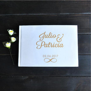 Personalized Guest Book Gold Calligraphy Alternative Guestbook Custom Names and Date Wedding Journal A5 size