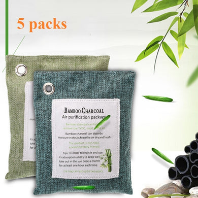 wildly used Air Purifying Bags 5 Packs for car bathroom Nature Fresh Style Charcoal Bamboo Air Purifying Bag Mold Odor Purifier